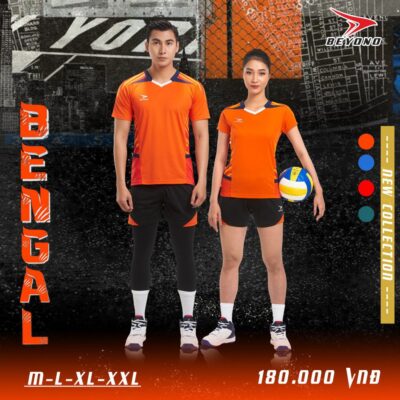 Quần áo bóng chuyền Beyono Bengal màu cam