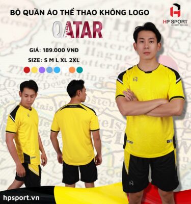 Quần áo đá banh không logo HP Qatar màu vàng - Bỉ