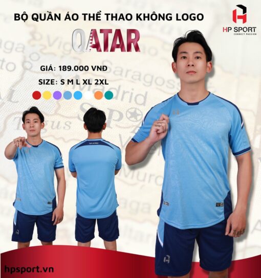 Quần áo đá banh không logo HP Qatar màu Xanh da trời - Uruguay