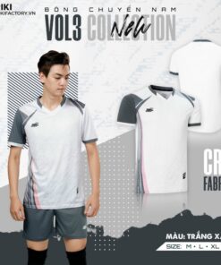 Quần áo bóng chuyền Riki Vol3 màu trắng xám