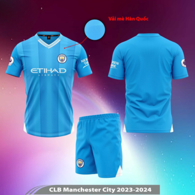 Quần áo Man City màu xanh sân nhà 2024 HD