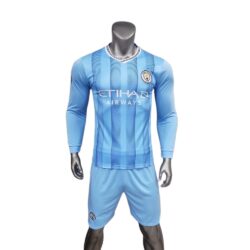 Quần áo Man City tay dài màu xanh sân nhà 2023