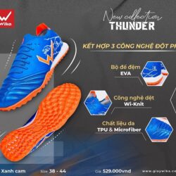 Giày đá bóng Wika Thunder sân cỏ nhân tạo màu xanh cam