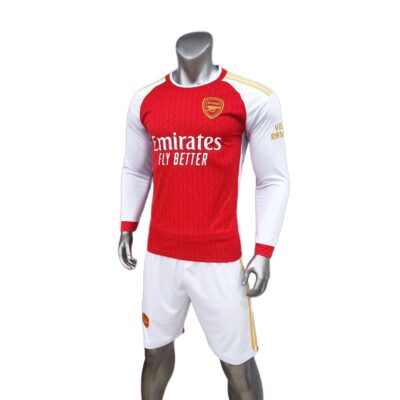 Quần áo Arsenal tay dài màu đỏ sân nhà 2023-24 mặt nghiêng