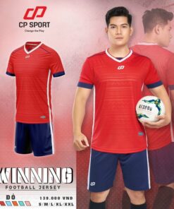 Quần áo đá banh không logo CP Winning màu đỏ