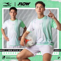 Quần áo đá banh không logo Keep Fly Flow xanh ngọc
