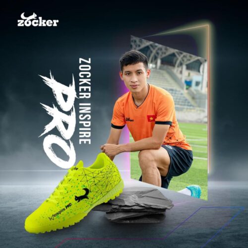 Giày bóng đá Zocker Inspire PRO TF sân cỏ nhân tạo màu xanh dạ quang 1