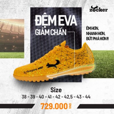 Giày bóng đá Zocker Inspire PRO TF sân cỏ nhân tạo màu cam