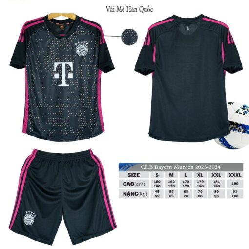 Quần áo Bayern Munich màu đen sân khách 2024 HD
