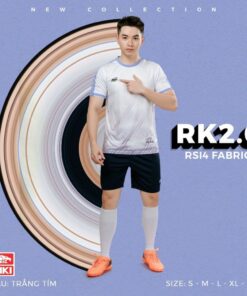Quần áo đá banh không logo Riki 2.0 màu trắng tím