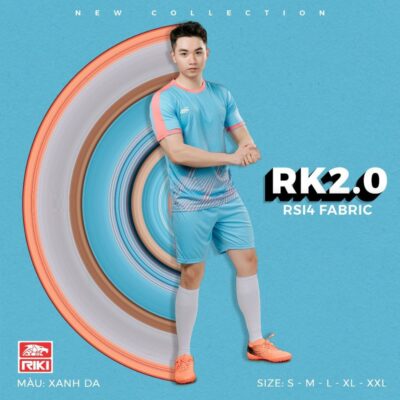 Quần áo đá banh không logo Riki 2.0 màu xanh da