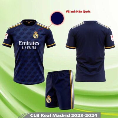 Quần áo bóng đá Real Madrid 2024 màu xanh sân khách HD