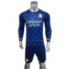 Quần áo bóng đá Real Madrid 2024 tay dài màu xanh mặt trước