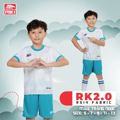 Quần áo bóng đá trẻ em Riki 2.0 trắng ngọc