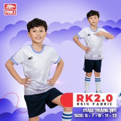 Quần áo bóng đá trẻ em Riki 2.0 trắng tím