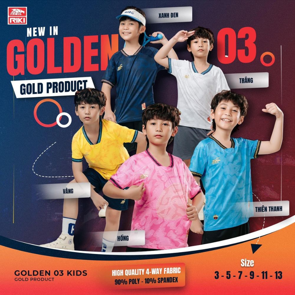 Quần áo bóng đá trẻ em Riki Golden 03