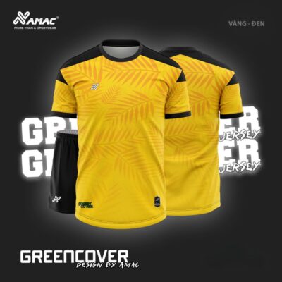 Quần áo đá banh không logo Amac Green Cover vàng