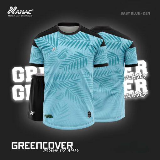 Quần áo đá banh không logo Amac Green Cover xanh biển