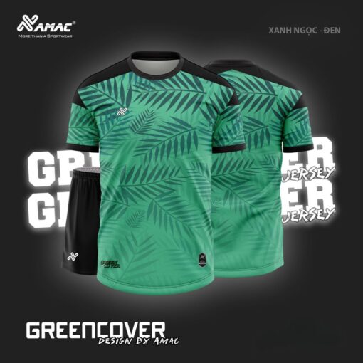 Quần áo đá banh không logo Amac Green Cover xanh lá