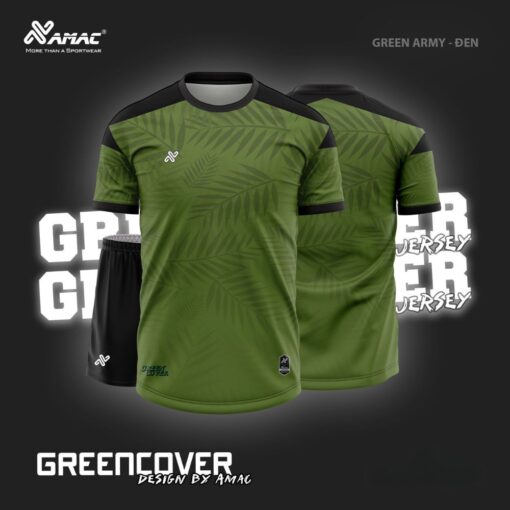 Quần áo đá banh không logo Amac Green Cover xanh rêu