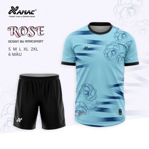 Quần áo đá banh không logo Amac Rose xanh da
