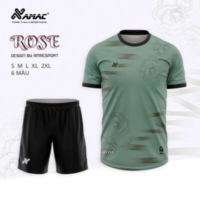Quần áo đá banh không logo Amac Rose xanh rêu