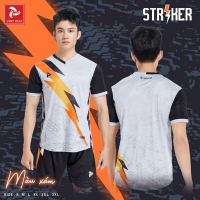 Quần áo đá banh không logo Just Play Stricker xám