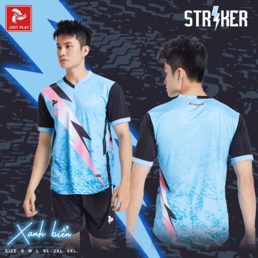 Quần áo đá banh không logo Just Play Stricker xanh