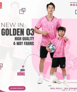 Quần áo đá banh không logo Riki Golden 03 hồng
