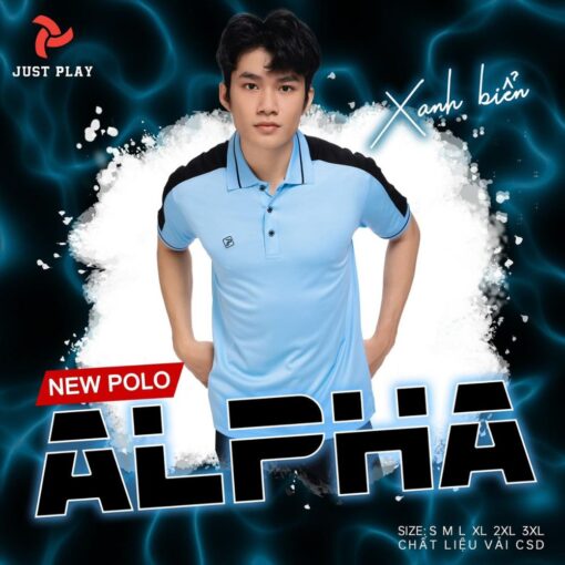 Áo thun Polo Just Play Alpha màu xanh biển