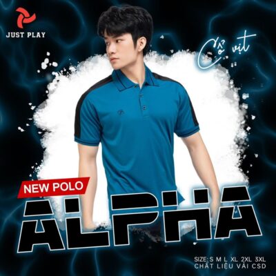 Áo thun Polo Just Play Alpha màu xanh cổ vịt