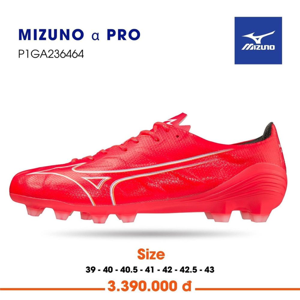 Giày bóng đá Mizuno Alpha Pro sân cỏ tự nhiên màu đỏ