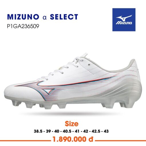 Giày bóng đá Mizuno Alpha Select sân cỏ tự nhiên màu trắng