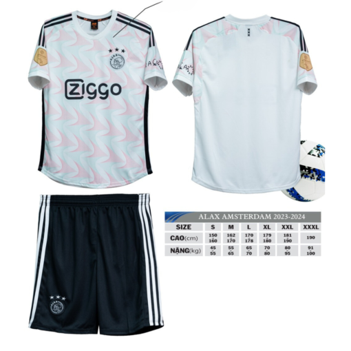 Quần áo bóng đá Ajax 2024 màu trắng sân khách HD