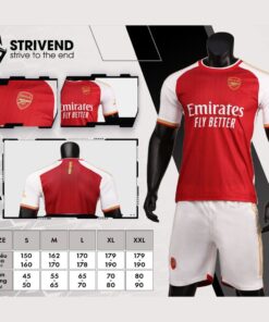 Quần áo bóng đá Arsenal 2024 Strivend cao cấp màu đỏ