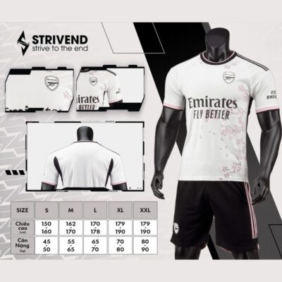 Quần áo bóng đá Arsenal 2024 Strivend cao cấp màu trắng