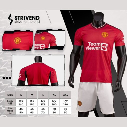 Quần áo bóng đá MU 2024 Strivend cao cấp màu đỏ