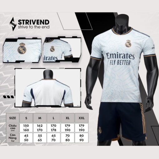 Quần áo bóng đá Real Madrid 2024 Strivend cao cấp màu xanh