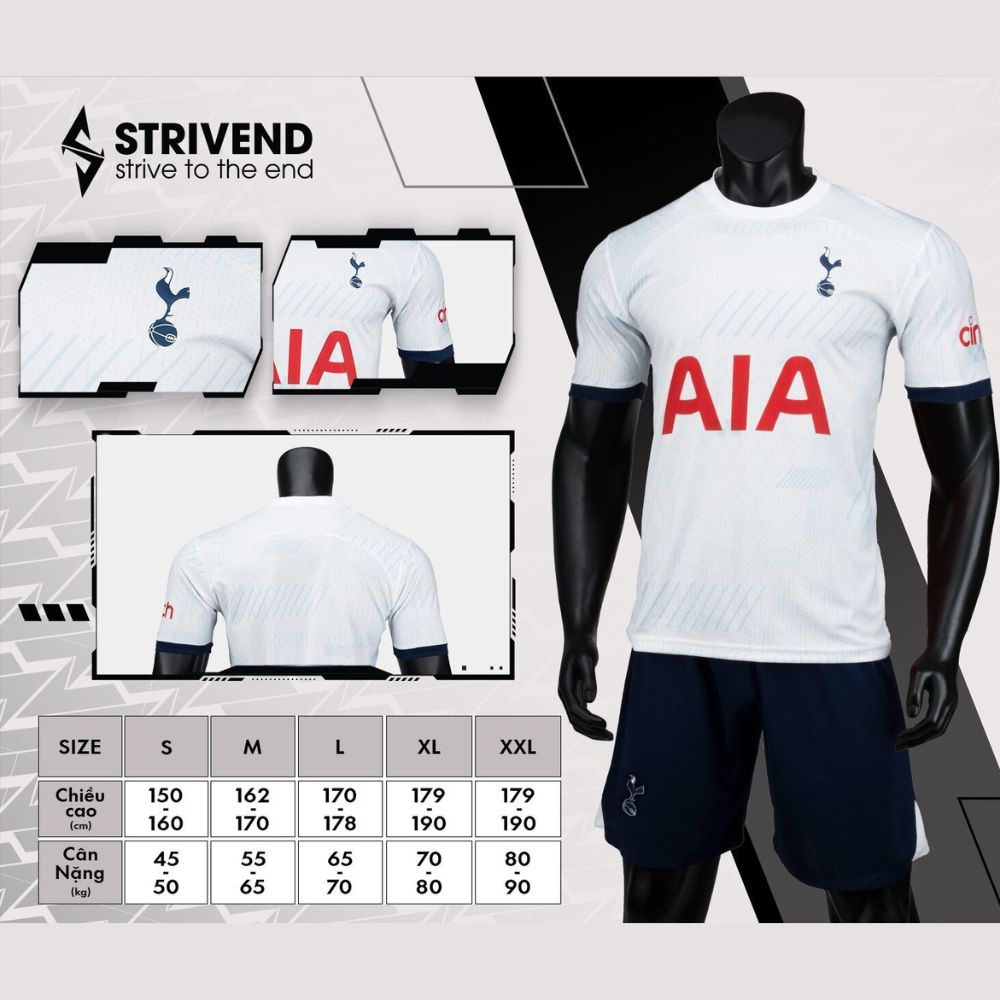 Quần áo bóng đá Tottenham 2024 Strivend cao cấp màu trắng