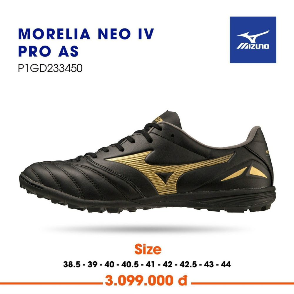 Giày bóng đá Mizuno Morelia Neo IV Pro AS sân cỏ nhân tạo đen