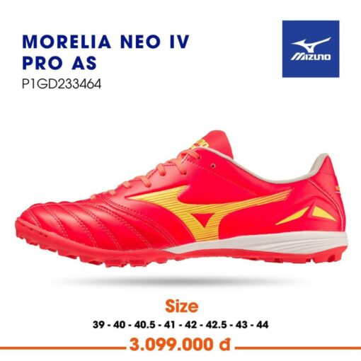 Giày bóng đá Mizuno Morelia Neo IV Pro AS sân cỏ nhân tạo đỏ