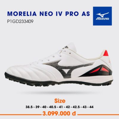 Giày bóng đá Mizuno Morelia Neo IV Pro AS sân cỏ nhân tạo trắng