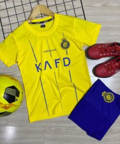 Quần áo bóng đá trẻ em Al Nassr 2024 màu vàng Just Play