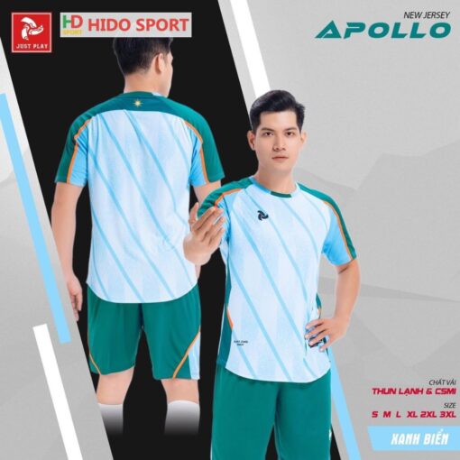 Quần áo đá banh không logo Just Play Apollo xanh biển