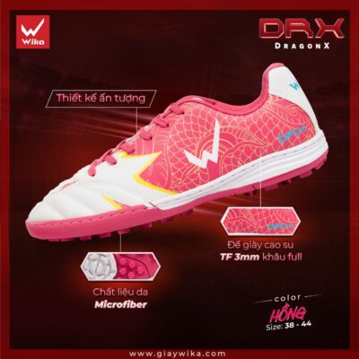 Giày bóng đá Wika DRX TF sân cỏ nhân tạo màu đỏ