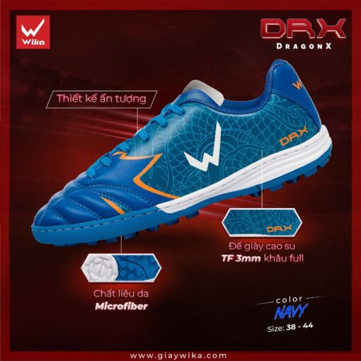 Giày bóng đá Wika DRX TF sân cỏ nhân tạo màu navy