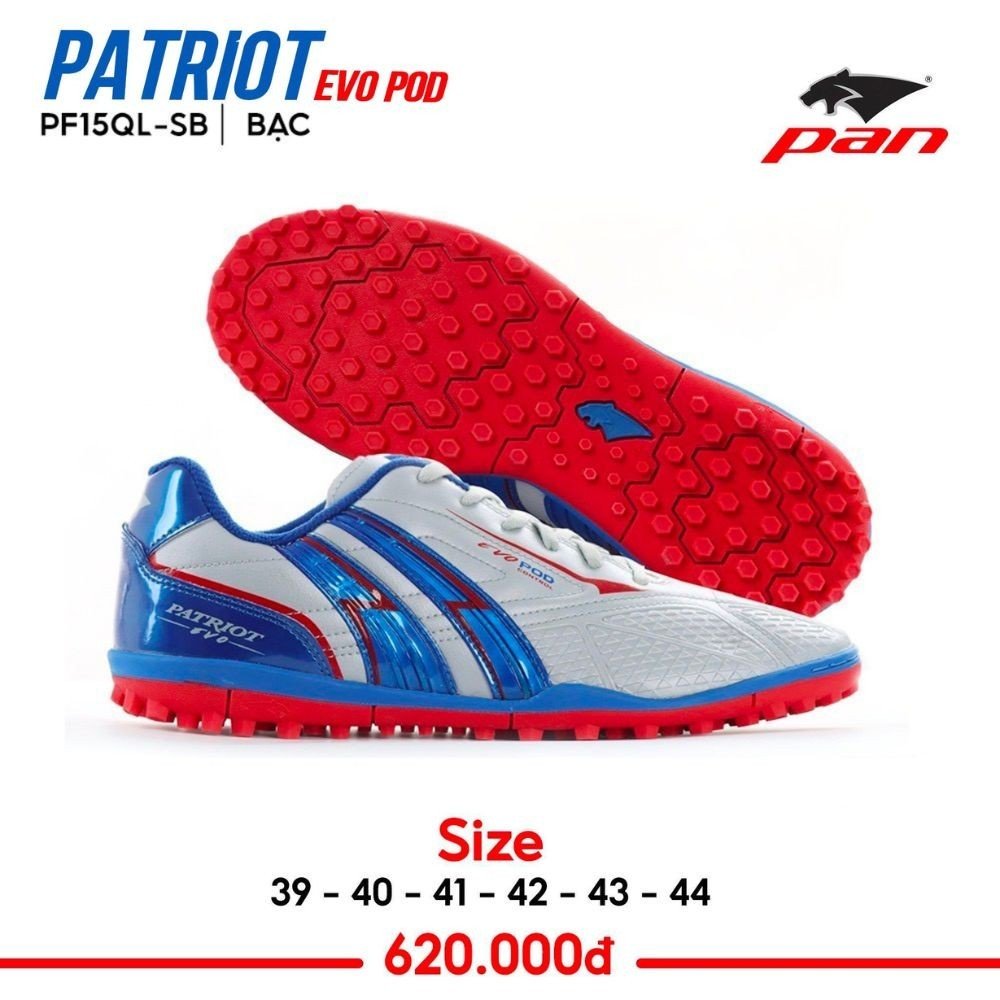 Giày Pan Patriot Evo Pod 2023 TF sân cỏ nhân tạo bạc