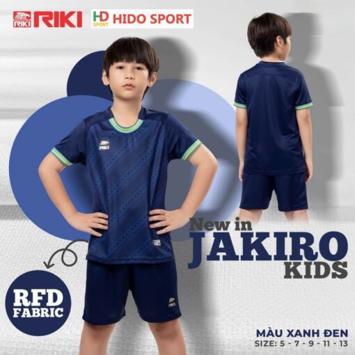 Quần áo bóng đá trẻ em Riki Jakiro xanh đen
