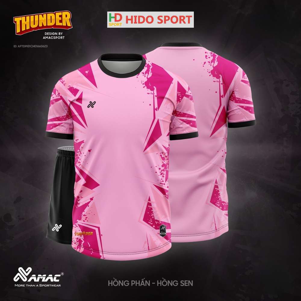 Quần áo đá banh không logo Amac Thunder hồng