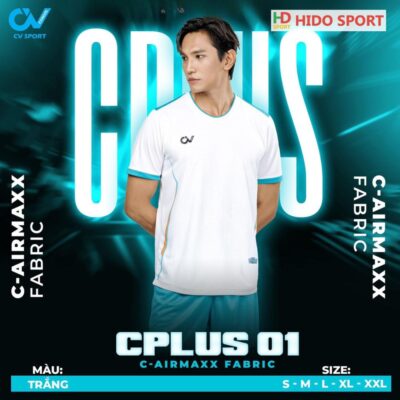 Quần áo đá banh không logo Cv Cplus 1 trắng